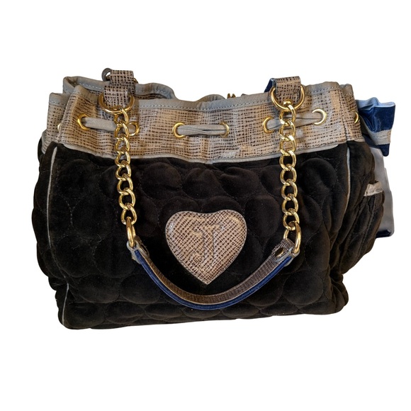 Vintage Juicy Couture Quilted Velour Tote Shoulder Bag - Picture 3 of 9